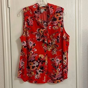 Bright floral button up blouse
